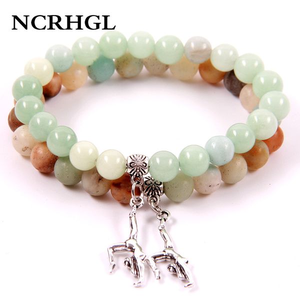 

ncrhgl cute amazonite 8mm beads natural stone bracelet gym charm beaded bracelet in new natural jewelry women men drop shipping, Black
