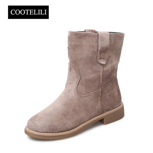 On Du Taille Kaki COOTELILI 39 Bottines Acheter Brogue Noir Plats Botas Slip 35 De27 Bottes Marron Chaussures Suédine En Cuir Femme Femmes 85 Talons lKJF1cT