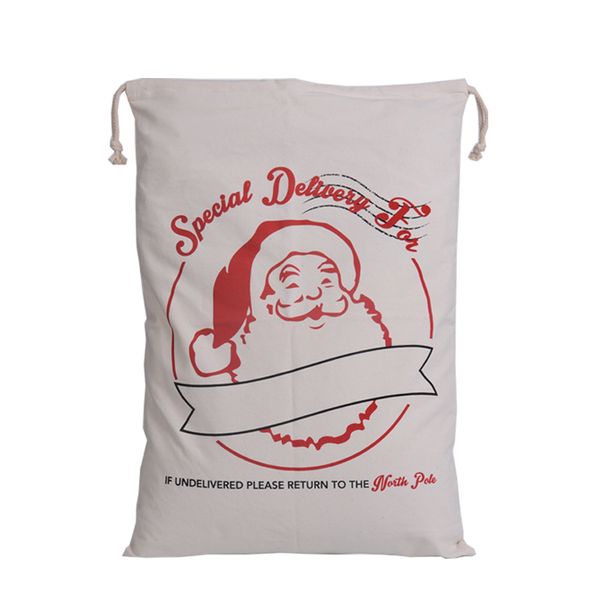 

stockings & gift holders santa bags 10pcs/lot canvas santa sack 50*70cm christmas gift bags linen elk claus drawstring bag