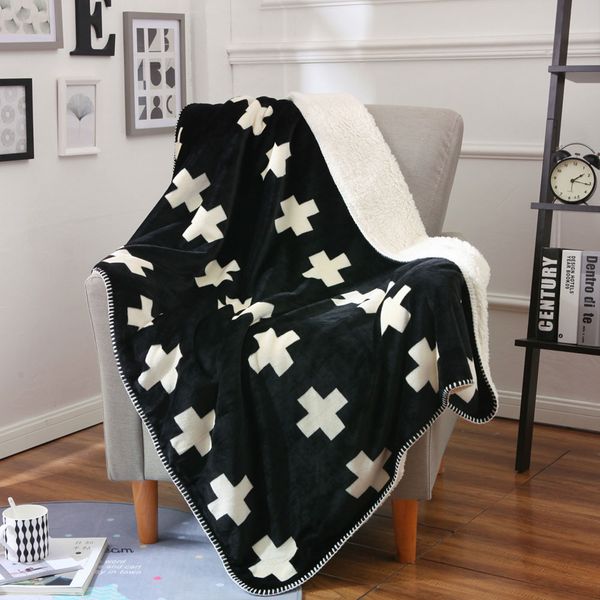 

scarf blend blanket scandinavian style bedspread office living room travel blanket double black gray 150 * 200cm ing