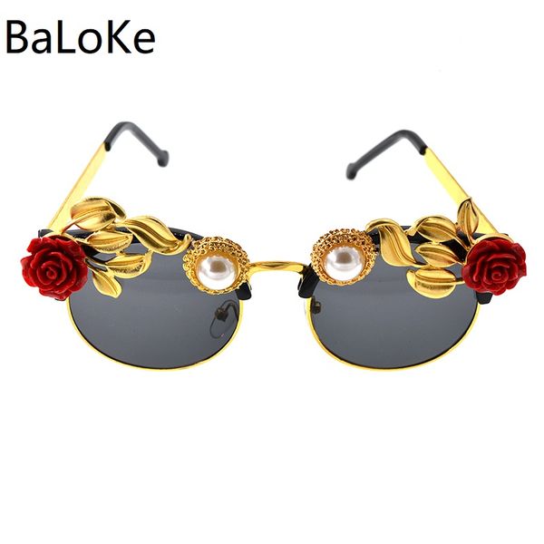 

2018 luxury flower cat eye sunglasses women baroque retro sun glasses for women black shades vintage rhinestone eyewear, White;black