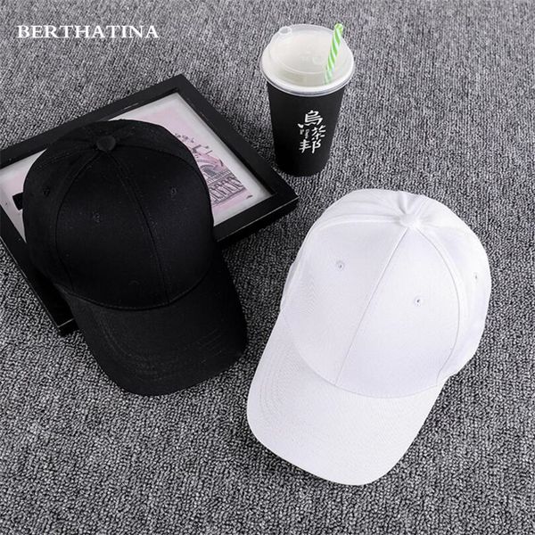 

berthatina 2018 new summer hat female fashion casual solid color baseball cap men and women outdoor shade caps white black, Blue;gray