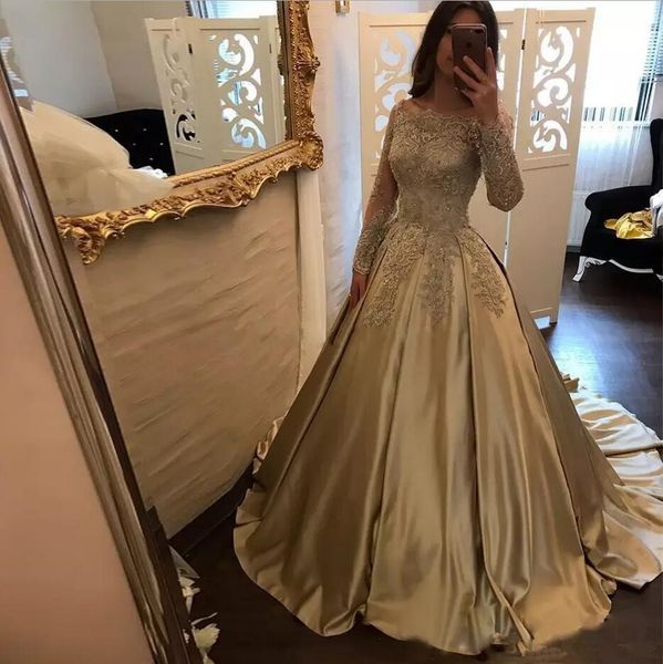 

шампанское vintage кружева свадебные платья 2019 горячие продажи новых аппликация бисером длинные рукава modest страна свадебные платья плат, White