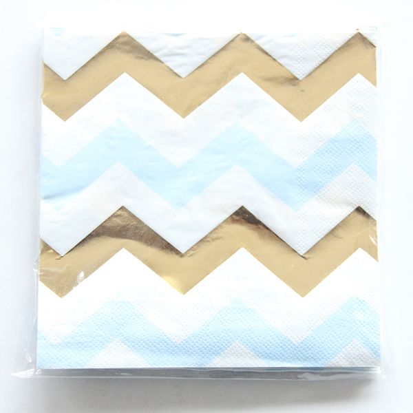 

20 pcs/pack gold blue wave paper napkin party virgin wood paper napkin for wedding baby birthday home decoration supplies