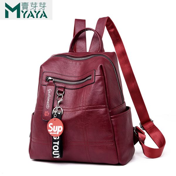 

maiyaya women backpack high quality pu leather escolar school bags for teenagers girls top-handle backpacks sac a dos