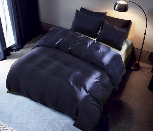 

imitation silk bedding set 3 pcs satin duvet cover solid color set simple beautiful bedclothes with pillowcase