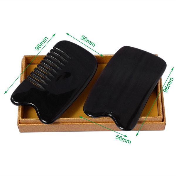 

ox horn thicken beauty massage guasha plate with lettering 2pcs/set