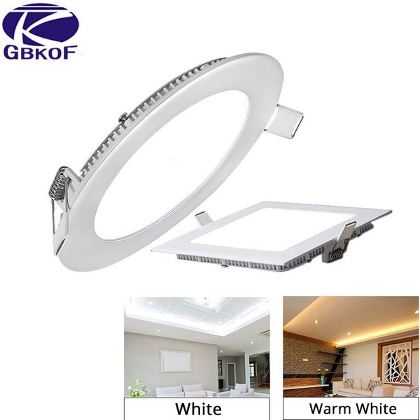 Ultra Thin Led Downlight 3w 4w 6w 9w 12w 15w 18w Round Square Led Panel Recessed Light 85 265v Ceiling Spot Lamp For Indoor Fitting Downlights Ip65