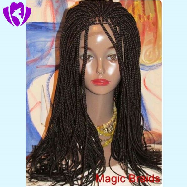 Perruque Lace Front Wig synthétique tressée à 360 °, entièrement à la main, couleur noir/marron foncé/enterrer, pour femmes noires