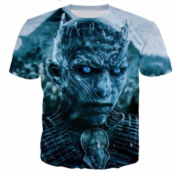 

новый высокое разрешение печати белые ходоки смешные 3d футболка мужчины / женщины мода хип-хоп круглый воротник летние топы тис, White;black