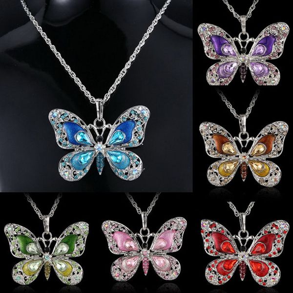 ciondolo butterfly necklace con cristalli collana Doppia  farfalla