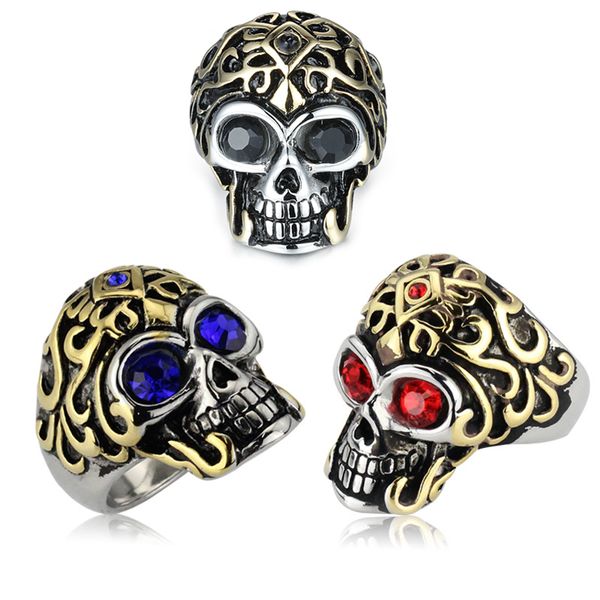 

Мужские кольца из нержавеющей стали литые череп байкер кольца хип-хоп кольца для