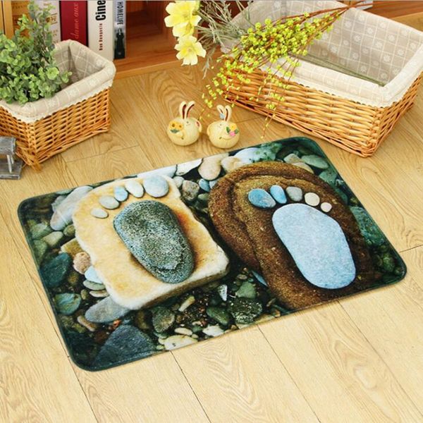 

3d stone foot pedal mat personality fashion entrance home non-slip floor mat bathroom absorbent pad anti-slip doormats