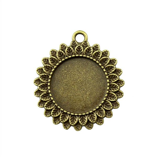 

10 pieces cabochon cameo base tray bezel blank accessories jewelry leaf single side one hanging inner size 20mm round cameos and cabochons, Slivery;crystal