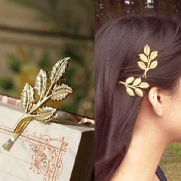 

1pc 2018 new athena olive branch leaves hair ornaments only beautiful bride hair clips for ladies gifts elegant accessories, Golden;white