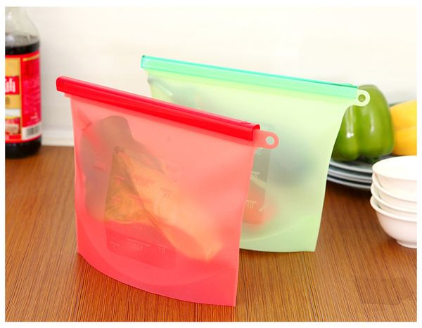 

reusable silicone food fresh bags wraps fridge food storage containers refrigerator bag kitchen colored ziplock bags 4 colors