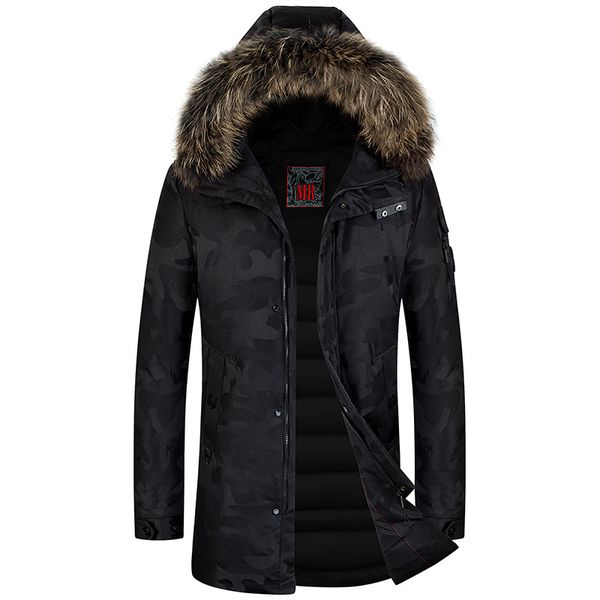 

men's down & parkas 2021 jacket thick warm fur collar hooded winter xd595, Black
