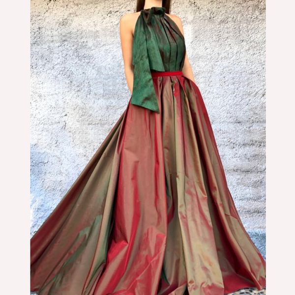 

gradient color ruffle high neck sleevelss formal evening dresses 2018 new arrival zipper back floor length prom gown party gown, Black