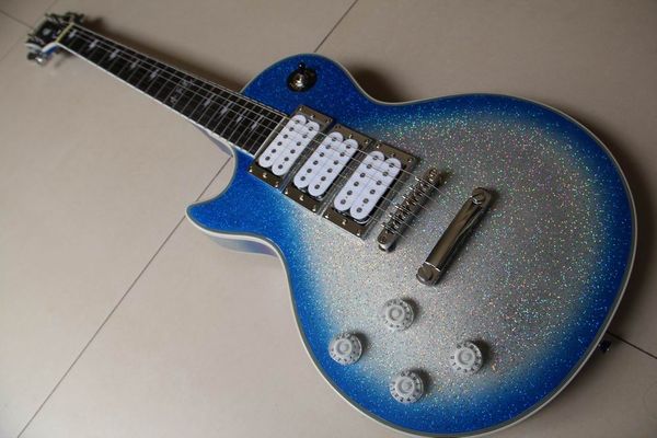 

wholesale left handed ace frehley signature electric guitar kiss blue/silver/flash silver finish 120521