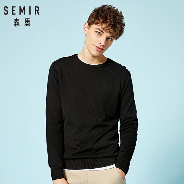 

semir new brand wool sweater men 2018 autumn fashion long sleeve knitted pullover men cashmere sweater clothes 14 c, White;black