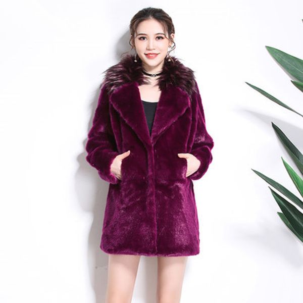 

2018 new drop shoulder sleeve faux mink coat n24, Black