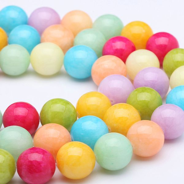 

gorgeous natural colorful jade gem stone bead smooth round loose beads 4/6/8/10/12/14mm 15''strand for jewelry making diy, Black