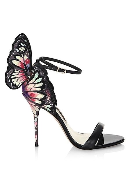 

2018 ladies patent leather high heel buckle rose solid butterfly ornaments sophia webster sandals shoes colourful size 34-42, Black