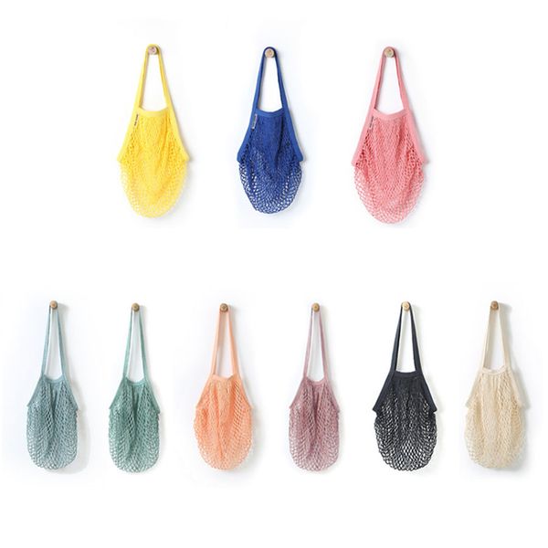 

fashion 9 colors net reusable storage fruit supermarket shopping bag handbag
