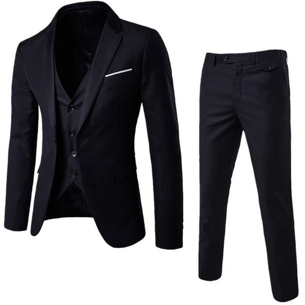 Personalizado nova moda masculina homens terno de três peças (jaqueta + calça + colete) vestido formal do noivo do casamento