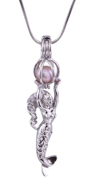 

summer jewelry mermaid cage pendant necklace pearls cage locket choker necklaces for women jewellery gift pack of 5 pcs cp0385751475, Silver