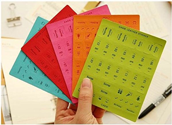 

multi-color self adhesive mini diy leather monthly calendar index tabs for app book events diary scrapbook planner
