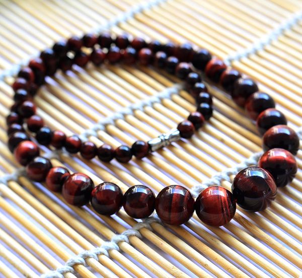

natural red tiger's eye stone tower chian beads necklace jewelry fine beaded necklace jewelry for women gift with certificate, Silver