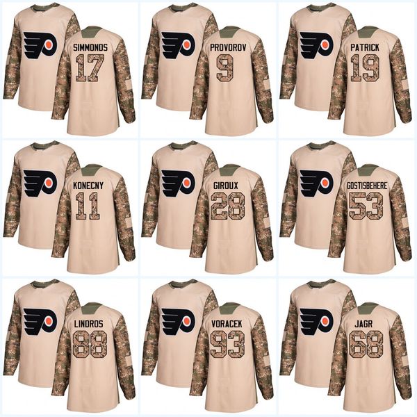 

Youth 2017 Camo Veterans Day Philadelphia Flyers Claude Giroux Ivan Provorov Travis Konecny Wayne Simmonds Gostisbehere Jakub Voracek Jersey