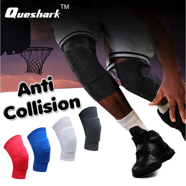 

1pcs honeycomb basketball knee pads running cycling leg calf sleeve football volleyball calf knee support brace sports kneepads, Black;gray