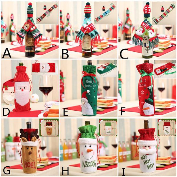 

christmas decoration santa claus wine bottle cover gift reindeer snowflake elf bottle hold bag case snowman xmas home decor tc181107 50pcs