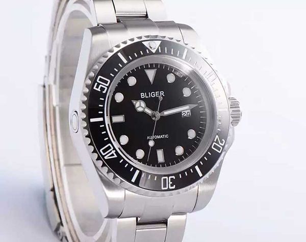 

relogio masculino luxury business men mechanical watches black ceramic bezel stainless steel men's watches automatic male clock nice gi, Slivery;brown