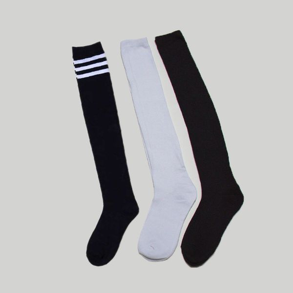 

high drum cotton socks black and white stripes student sock female middle tube socks cross knee thigh socks erotic underwear