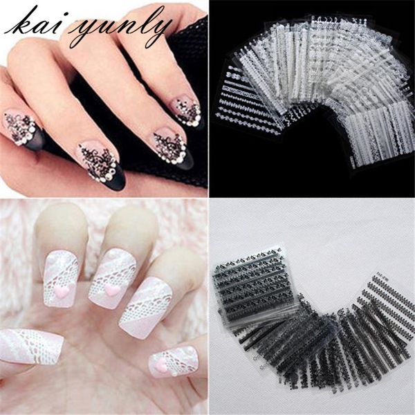 

30pcs 3d lace design nail art tips stickers decals decoration adhesive fingernails diy beauty manicure sep 30, Black