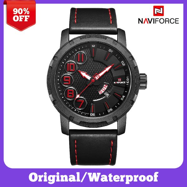 

naviforce men watch fashoin sport men's watch date week quartz leather wristwatch 30m waterproof relogio masculino clock new, Slivery;brown