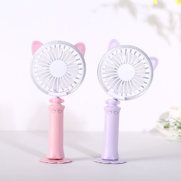 

2018 factory sell twisted cat mini portable fan deskcolorful night light hand usb fan portable battery usb fan