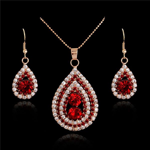 

h:hyde new arrival women red jewelry set gold color with austrian crystal pendant/earrings set fashion wedding jewelry women, Silver