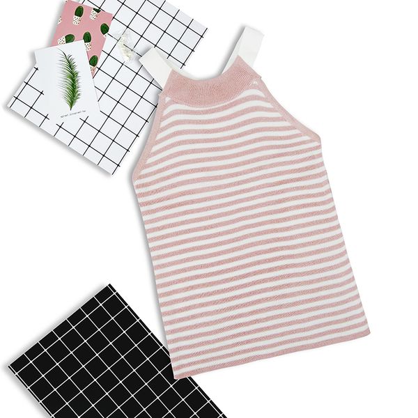 

new fashion casual short shirt striped tank, White