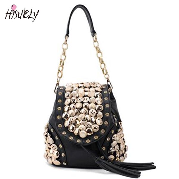 

2017 new women coin bag backpack fashion diamond button retro package tassel shoulder bag diagonal package cross body bags