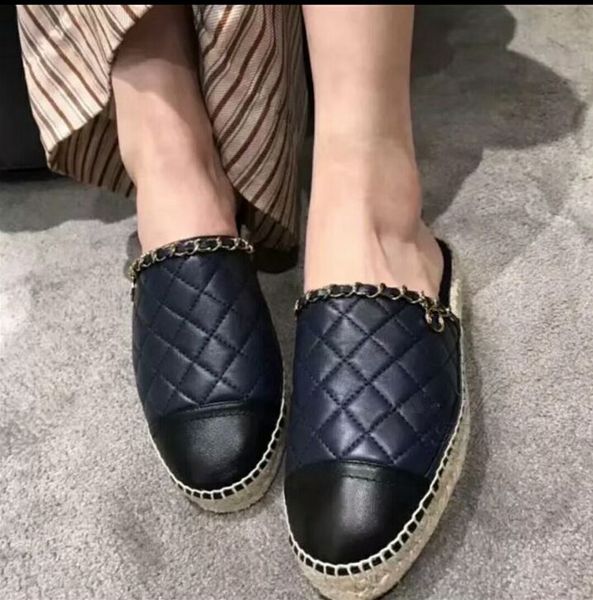 

De igner women leather real lamb kin woman e padrille with chain flat lipper hoe ummer lipper loafer beige ize eur34 42 with box