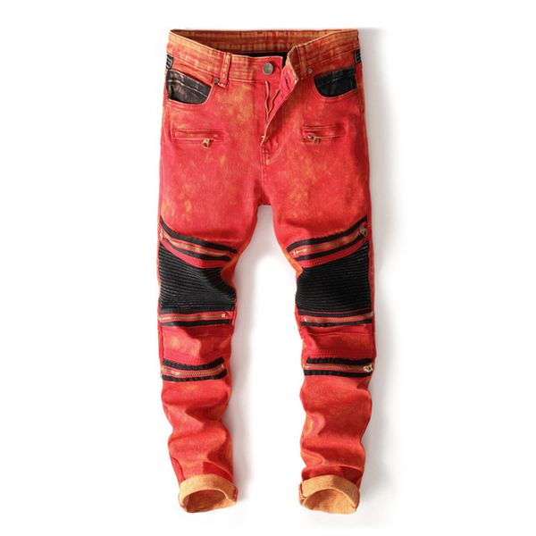 

2018 fashion brand casual men jeans masculina men patchwork jeans straight slim pants washed denim long trousers homme 8806#, Blue