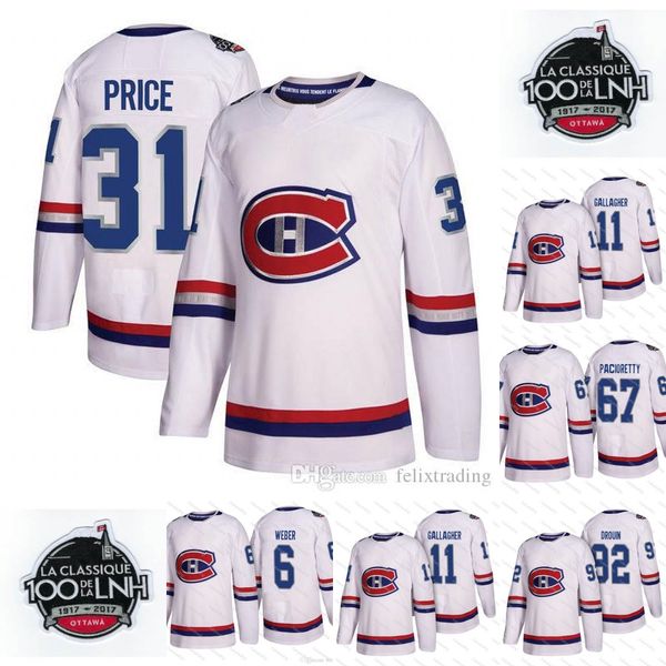

6 Shea Weber 100 Classic Player Montreal Canadiens 67 Max Pacioretty 92 Jonathan Drouin 11 Brendan Gallagher 31 Carey Price Jersey