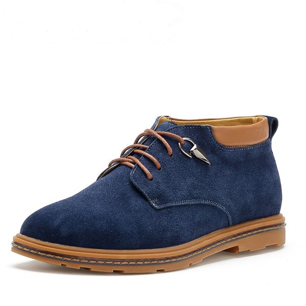 

men ankle boots man suede leather boots new fashion lace up oxford shoes outdoor high casual shoes men's snow boots, Black
