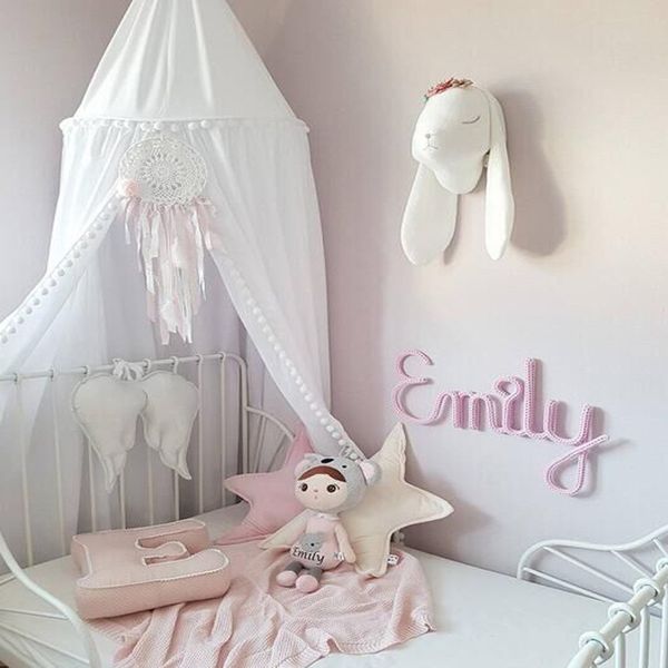 

circular pink white grey canopy bed valance kids room decoration bed tent moustiquaire princess kids girls round mosquito net