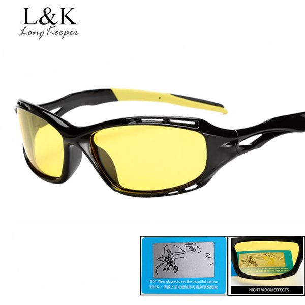 

long keeper polarized men's yellow night vision sunglasses driving goggles eyewear anti-glare hd male gafas de sol kp 2018 new, White;black