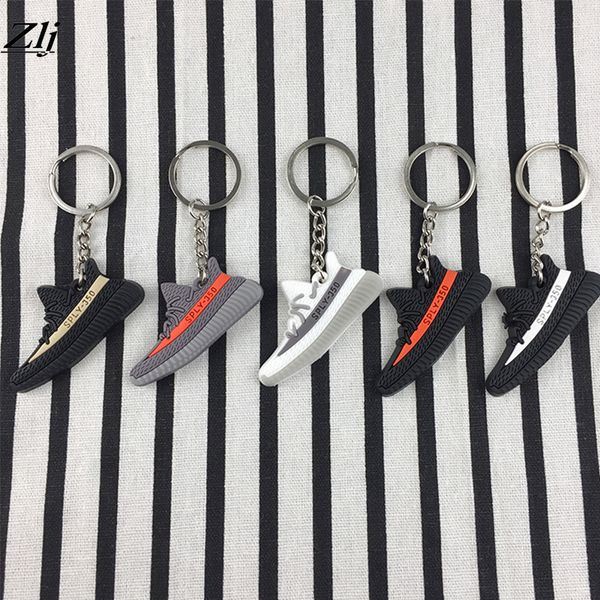

new portable basketball fans high-grade simulation key chain rings pvc rubber sport shoes shape hammer birthday gift keyrings, Silver